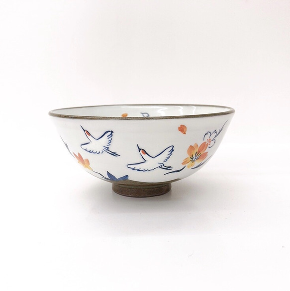 【清水焼】福寿　飯碗　鶴 1枚目の画像