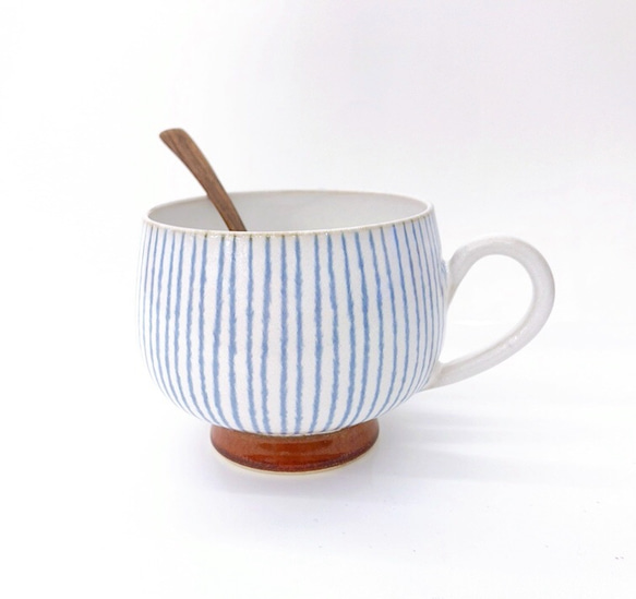 【清水焼】和モダンスープカップ ストライプ 2枚目の画像