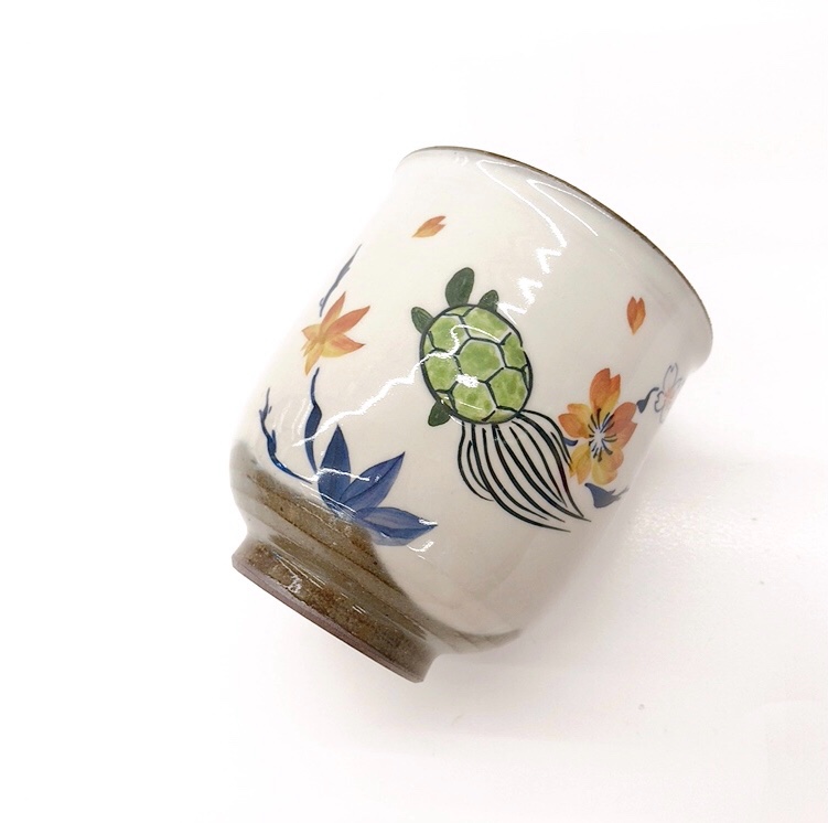 江戸　古清水　水色釉小杯ペア　亀水作　高級茶器　殻手　瑠璃釉　送料込み0819