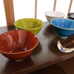 【清水焼】色変わり飯碗（萌黄） 3枚目の画像