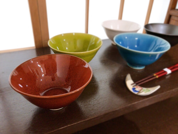 【清水焼】色変わり飯碗（萌黄） 3枚目の画像
