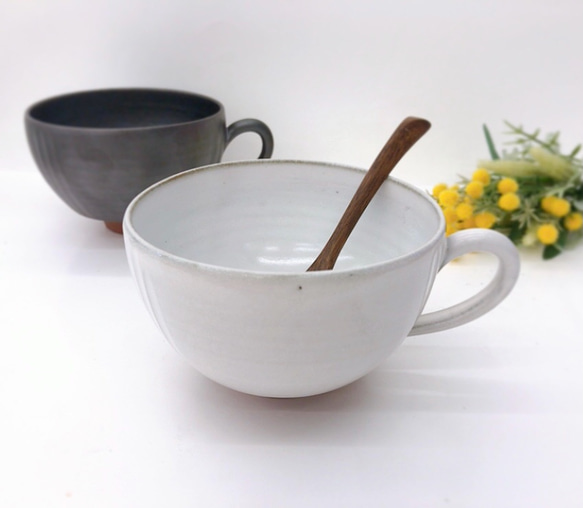 【清水焼】幸　スープカップ（白） 3枚目の画像