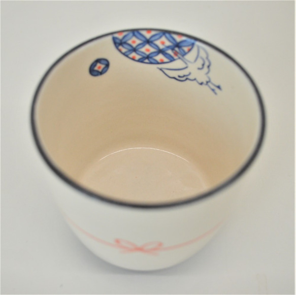 【清水焼】お祝いフリーカップ（鶴） 2枚目の画像