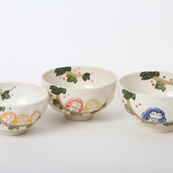 【清水焼】繋がるふくろう飯碗 (2羽) 6枚目の画像