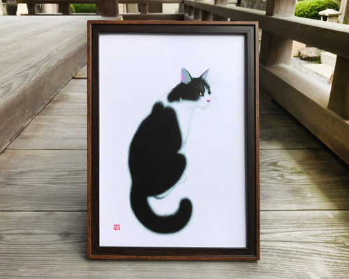 猫のポスター A4サイズ 「見返り猫」 イラスト 千繪 通販