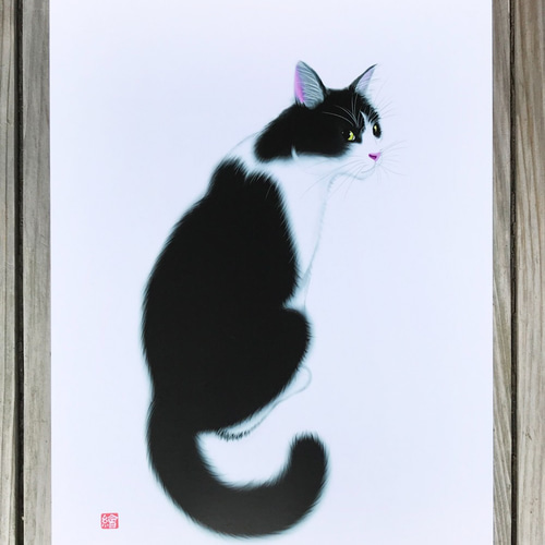 猫のポスター A4サイズ 「見返り猫」 イラスト 千繪 通販