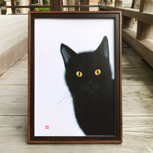 猫のポスター A4サイズ 「ひょこっと黒猫」 イラスト 千繪 通販
