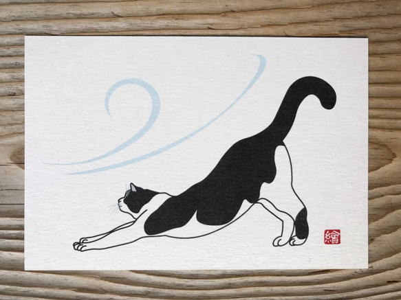 猫のポストカード　フレーム付き　「風」 2枚目の画像