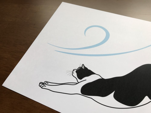 猫のポストカード　フレーム付き　「風」 3枚目の画像