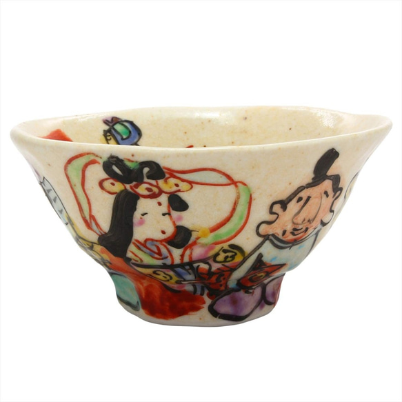 105-0031 飯碗 茶碗 湯呑 和陶器 和モダン /色絵七福神飯碗 2枚目の画像