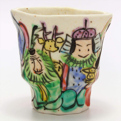 105-0032 湯呑 煎茶 和陶器 和モダン /色絵七福神湯呑 4枚目の画像