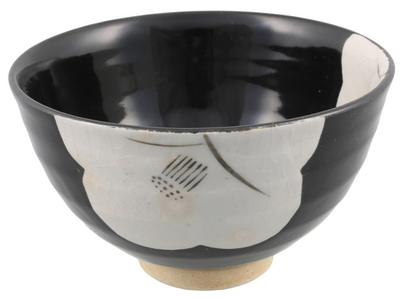127-0035 飯碗 茶碗 湯呑 和陶器 和モダン /天目椿飯碗(黒) 3枚目の画像