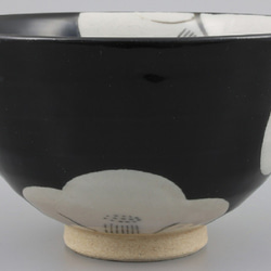 127-0035 飯碗 茶碗 湯呑 和陶器 和モダン /天目椿飯碗(黒) 4枚目の画像