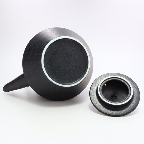 508-0011　急須 ポット 土瓶 和陶器 和モダン /フラスタム黒釉土瓶（ステンレスツル） 3枚目の画像
