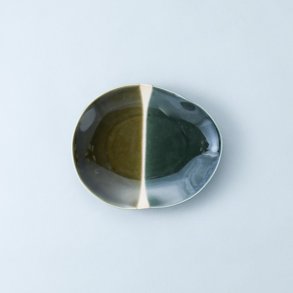 023-0021　取皿 小皿 プレート 和陶器 和モダン /織部バイカラー取皿 2枚目の画像