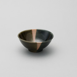023-0028　飯碗 茶碗 湯呑 和陶器 和モダン /織部バイカラー飯碗 1枚目の画像