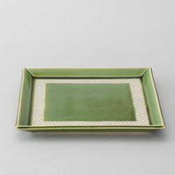 027-0409　小皿 取皿 和陶器 和モダン /織部角皿(小)　格子 4枚目の画像
