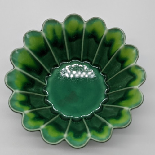 532-0052 鉢 ボウル 輪花 和陶器 和モダン /輪花小鉢（緑釉流し） お椀