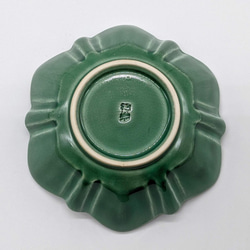 532-0055　鉢 ボウル 輪花 和陶器 和モダン /花ぐるま小鉢（緑釉流し） 3枚目の画像