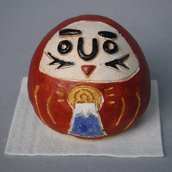 041-0042　花器 花瓶 置物 インテリア 和陶器 和モダン /ダルマ/赤富士 1枚目の画像