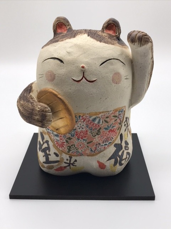 557-0063　花器 花瓶 置物 インテリア 和陶器 和モダン /福まねき(小判･ｼﾞｬﾝﾎﾞ) 1枚目の画像