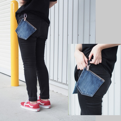 POKKE_TORETERU ポーチ デニム リメイク 洗える マスクケース 父の日  