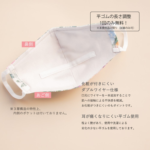《春 新作》抗ウイルス 抗菌 ボタニカルフラワーレースマスク　春　春コーデ　マスク　日本製　 4枚目の画像