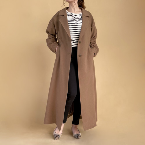 ≪2月下旬発送≫ バックギャザーライトコート 【キャメル】 スタイル