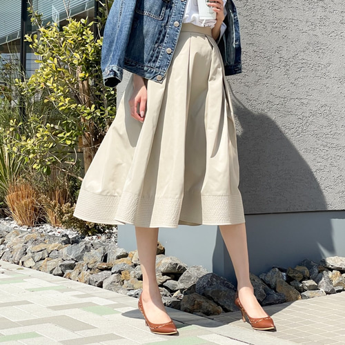 ドルチェ&ガッバーナ　リネンスカート　ボックススカート　ミモレ丈スカート　美品☆ ドルチェ&ガッバーナ リネンスカート ボックススカート ミモレ丈