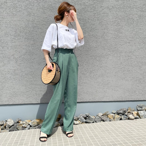 ≪在庫1点のみ≫ リネンライクサスペンダーパンツ 【グリーン】 麻調