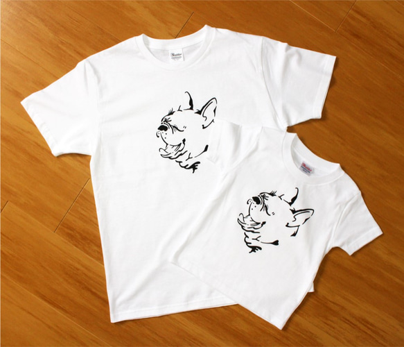 フレンチブルドッグ 親子Tシャツ　キッズ用 4枚目の画像