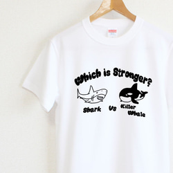 サメとシャチはどっちが強いの？Ｔシャツ　メンズタイプ 1枚目の画像