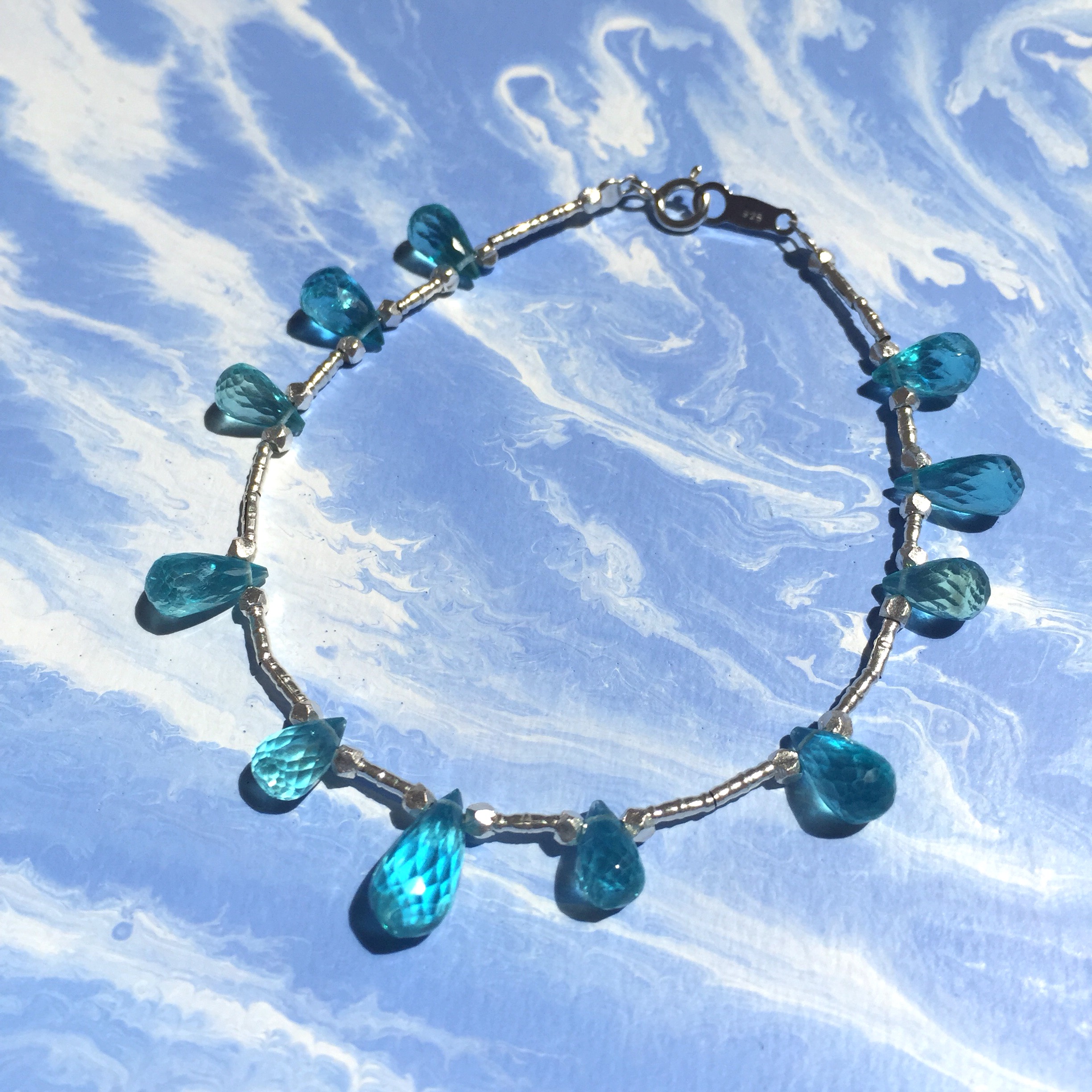 Beautiful Blue☆ 宝石質アパタイトのブレスレット