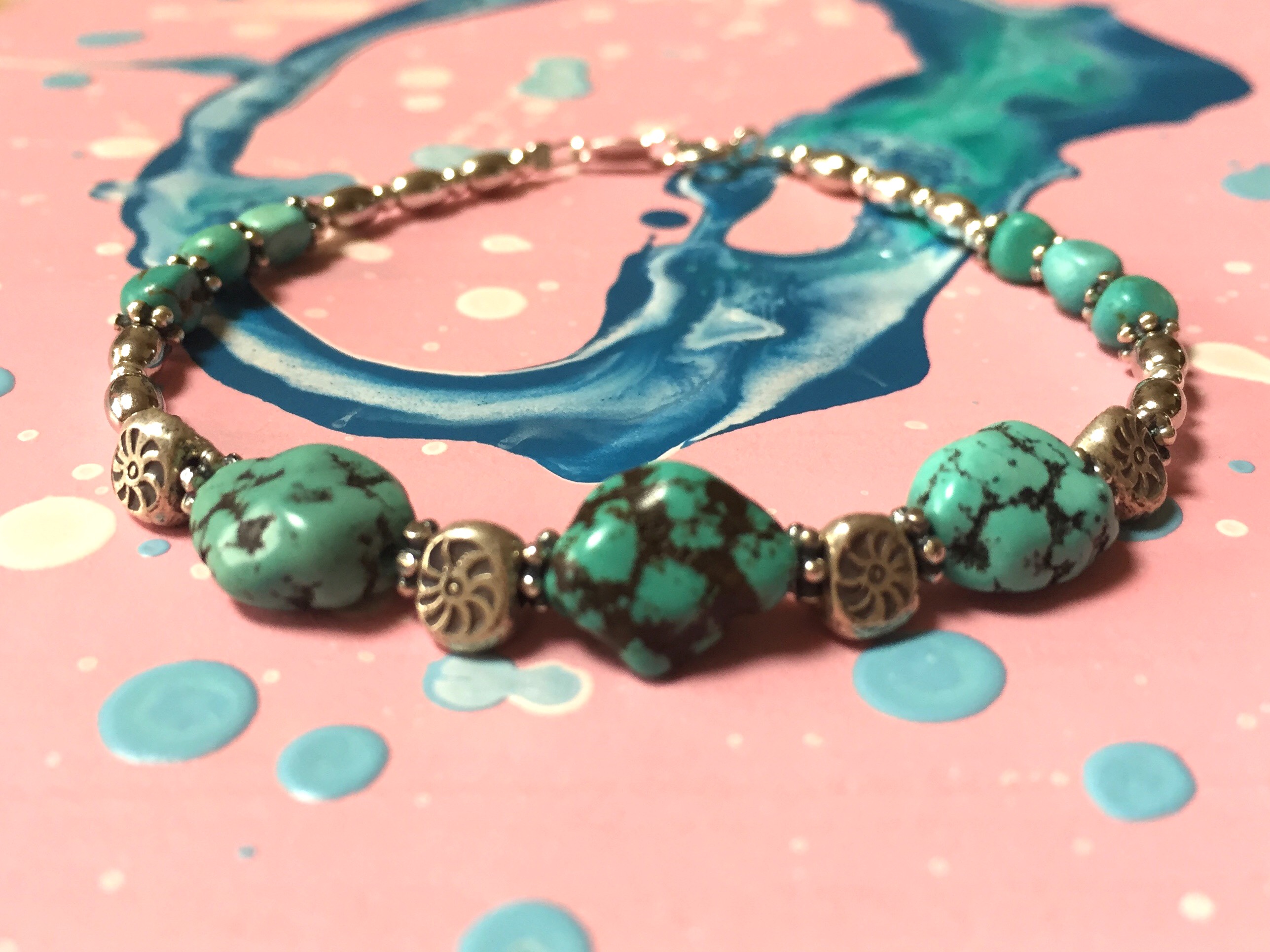 ターコイズ&エスニックSUN  ☆天然石ターコイズのブレスレット☆