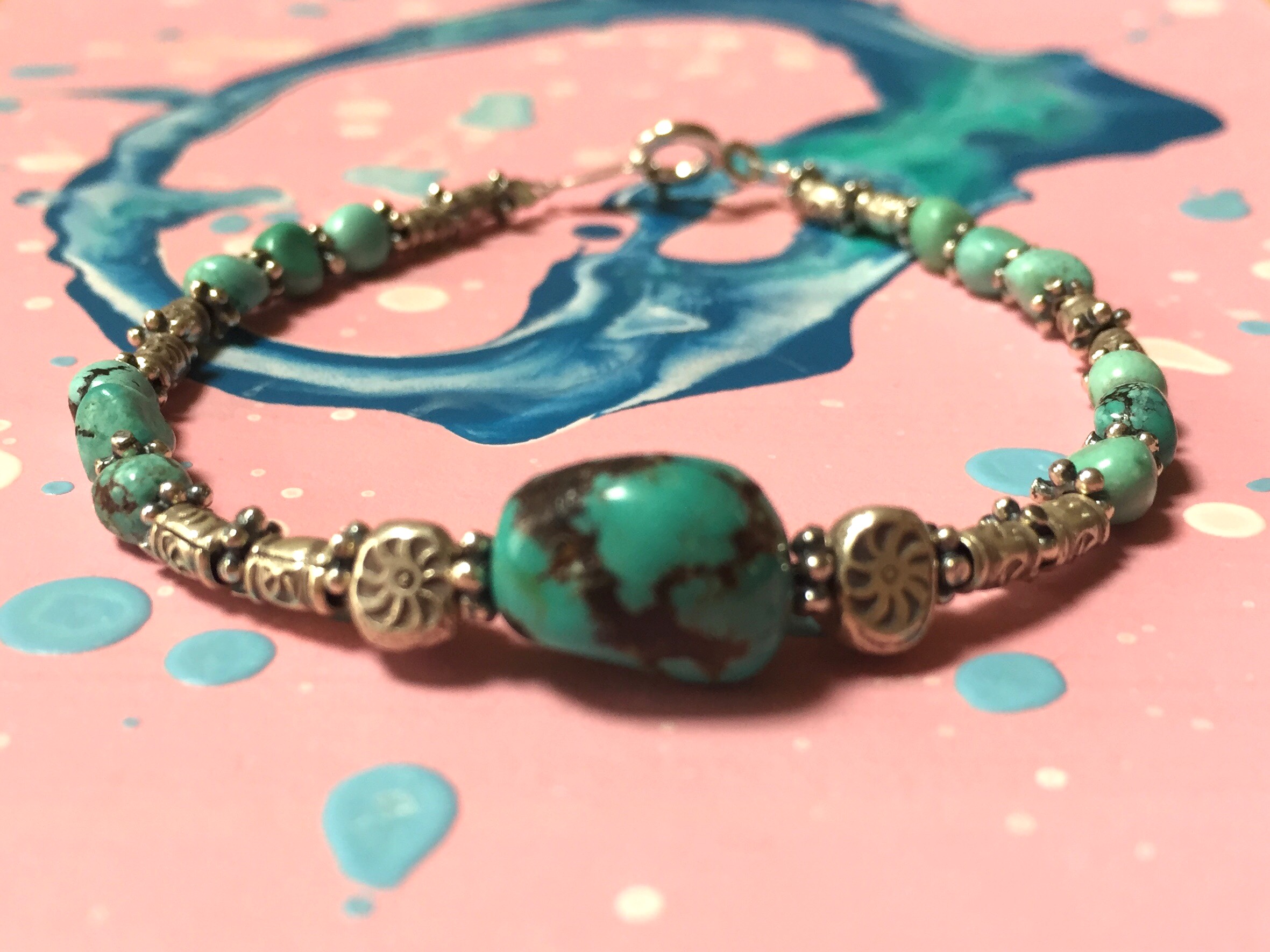 エスニック SUN &ターコイズ  ☆天然石ターコイズのブレスレット☆