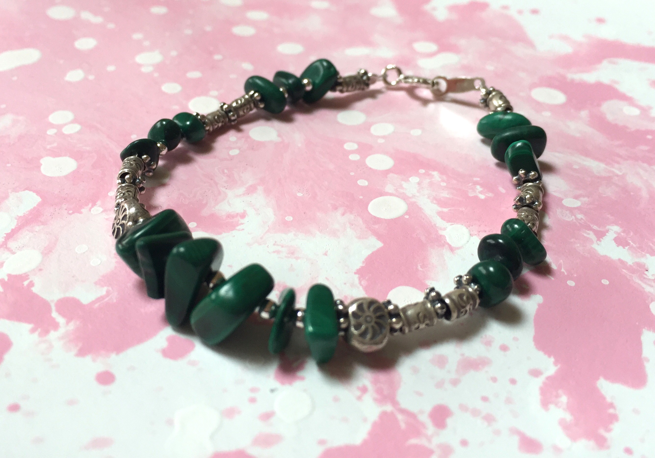 エスニック SUN &グリーン  ☆天然石マラカイトのブレスレット☆