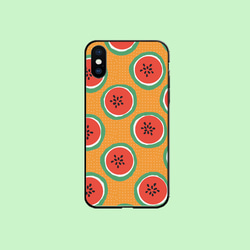 【スイカ半玉】橙色　スマホケース　iPhone  Android ほぼ全機種対応 1枚目の画像