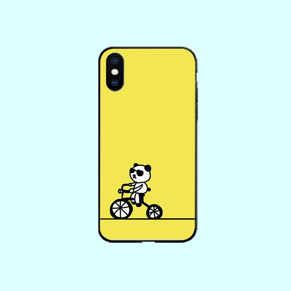 新色【ちゃりんこパンダ】レモン　スマホケース　iPhone  Android ほぼ全機種対応 1枚目の画像