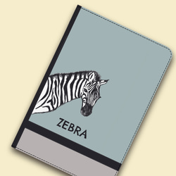 【佇む動物　zebra】タブレットケース　くすみブルー　iPad/android 2枚目の画像
