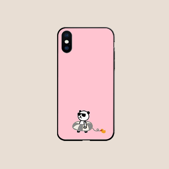 【ちゃりんこパンダの夏休み】ピンク　スマホケース　iPhone  Android ほぼ全機種対応 1枚目の画像