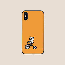 新色【ちゃりんこパンダ】オレンジ　スマホケース　iPhone  Android ほぼ全機種対応 1枚目の画像