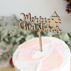木製蛋糕裝飾聖誕樹類型 Xmas Merry Christmas 第2張的照片