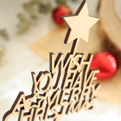 木製ケーキトッパー クリスマスケーキトッパー Merrychristmas Xmas I WiSH 文字タイプ 5枚目の画像