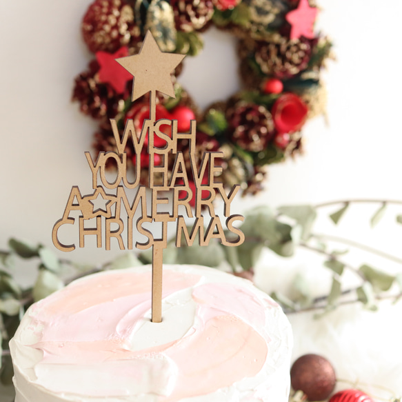木製蛋糕裝飾聖誕蛋糕裝飾 Merrychristmas Xmas I WiSH 角色類型 第2張的照片