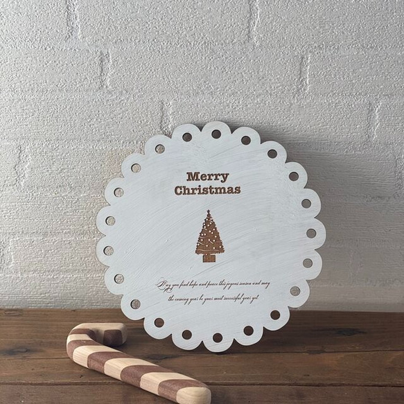 木製 ホワイトカラー プレート ツリー ベル クリスマスプレート 2種類 christmas Xmas 4枚目の画像