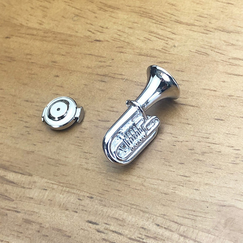 チューバ】銀製楽器ピンバッジ Tuba スターリングシルバー ピンズ 