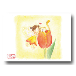 《ぴょこりょん》ねこと虹色お花の精シリーズ・ポストカード８枚セット(専用ケース付き) 4枚目の画像