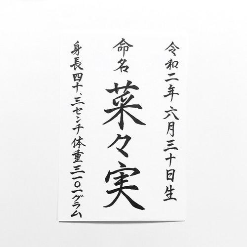 筆文字】命名紙 贈 健やかな成長を願って心を込めて書