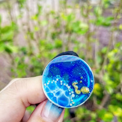 海塗り レジンアートヘアゴム 水面塗り 寒色系 ヘアゴム NANAchi