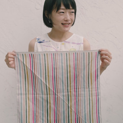 rocca cotton100% ハンカチ「ribbon border」　made in japan 5枚目の画像